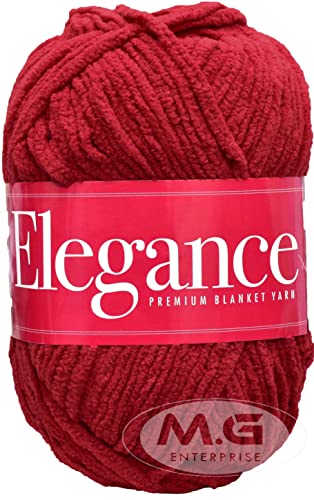 Image of M.G ENTERRPISE Blanket Yarn Deep Red WL 400 gm Thick Chunky Knitting Wool Yarn. FA