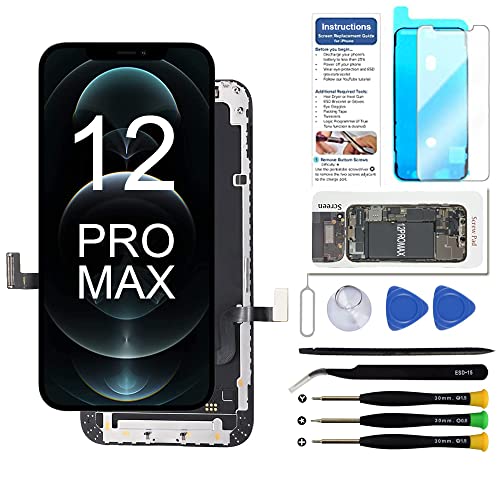Fixerman for iPhone 12 Pro Max Screen Replacement 6.7 inch 3D Touch LCD Display Digitizer Frame Assembly with Repair Tools - Model A2342 A2410 A2412 A2411