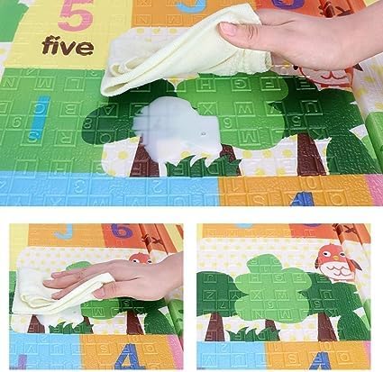 Image of WENGTY Double Sided Water Proof Alphabet Mat Extra Large Reversible Baby Play Mat, Bpa Free Learning & Crawling Foldable Foam Mat(200Cm X 150Cm, 0.8Cm) Multicolor, Count 1