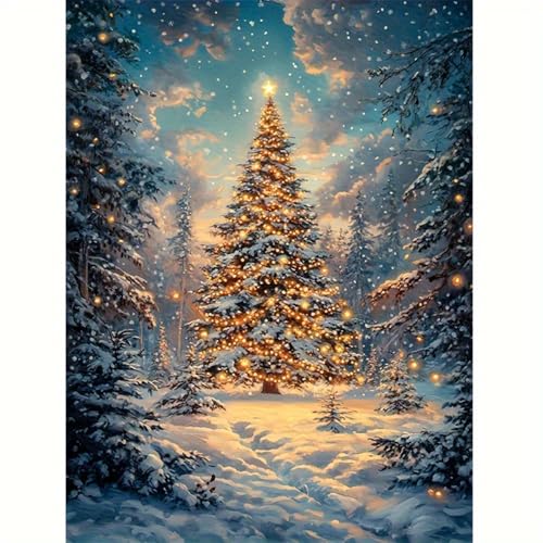 LumiCraft Christmas Diamond Art Kits for Adults Christmas Tree Diamond Painting Kits for Beginner 5D DIY Full Drill Gem Art Paint by Diamonds Dots Crafts Kits for Home Decor Gift 12x16inch