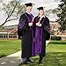 Mukum Unisex Deluxe Doctoral Graduation Gown with Graduation Hood and Tam 8 Sided Package Gold Piping Doctoral Regalia Purple-54