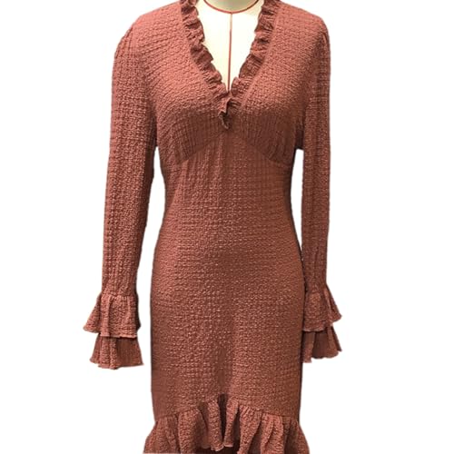 Women's Sexy Deep V Long Sleeve Western Dress Fall Casual Asymmetrical Hem High Low Long Dress4
