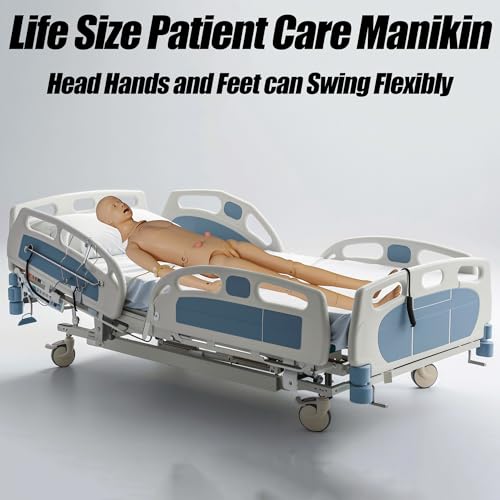 Image of Medical Mannequin for Training, Life Size 5.25ft Nursing Training Mannequin with 4 Pressure Ulcer Care Module and Storage Bag, Geriatric Training Manikin for Nursing