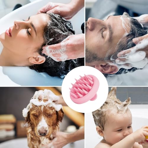 beejune 2 Stück Kopfhaut Massagebürste, Scalp Massager, Massagebürste Haare, Haarmassagebürsten, Silikon Shampoo Haarbürste, Reduziert Schuppen, Für Nass & Trocken Haar (Rosa Und Grün)