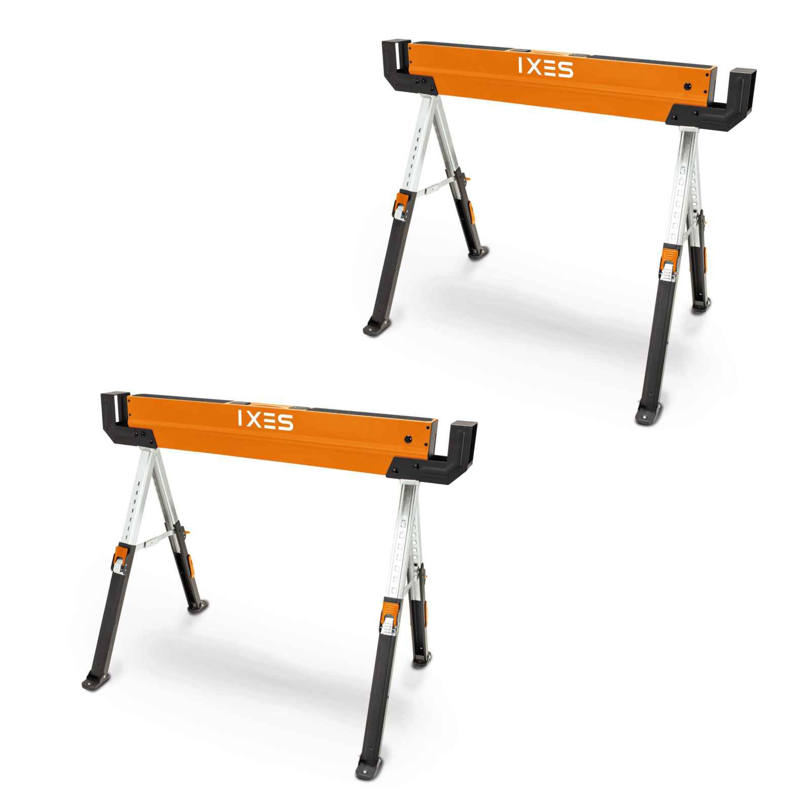 IXES Arbeitsbock IX-UTS600 Untergestell | Set bestehend aus 2 Untergestellen | Traglast max. 600 kg | Betthöhe 618-820 mm | aus hochwertigem Stahl