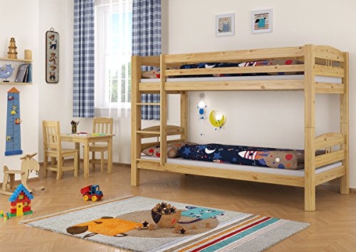 Erst-Holz® Stockbett Etagenbett Kiefer 90x200 massives Hochbett f. Kinderzimmer Doppelbett Rollrost 60.10-09