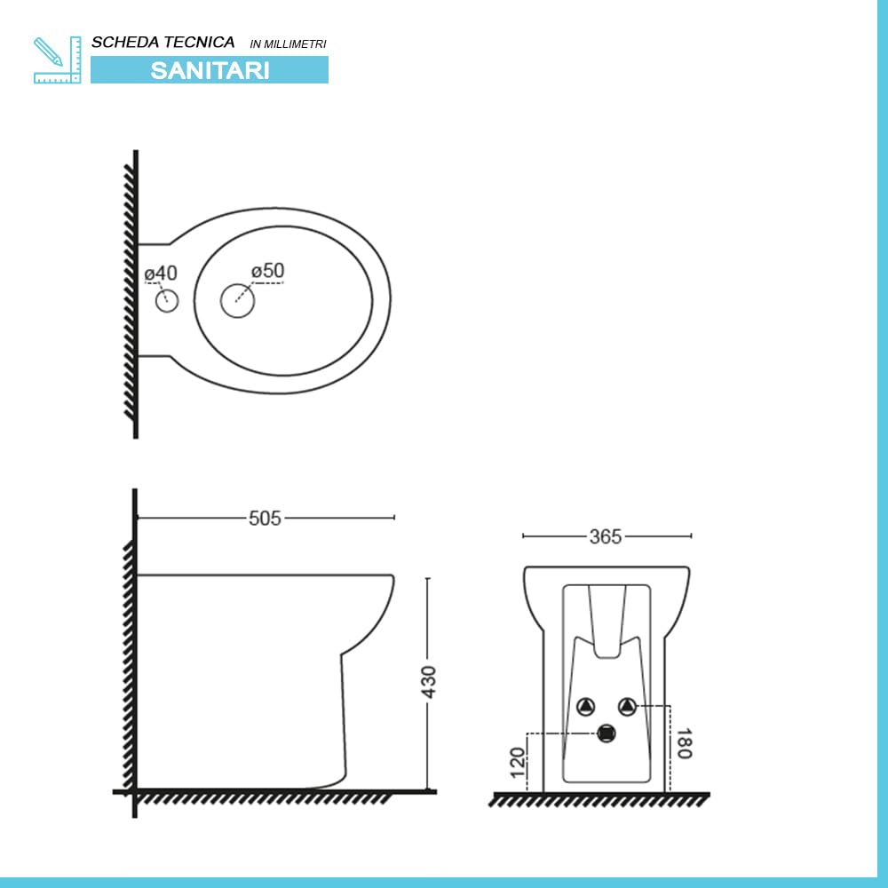 Cipro set wc e bidet filomuro con scarico universale e brida copriwater soft-close