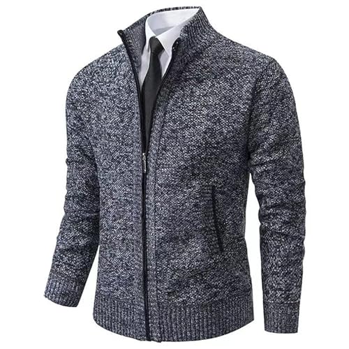 Cardigan pour homme zippé col montant anti-courants d'air coupe ajustée