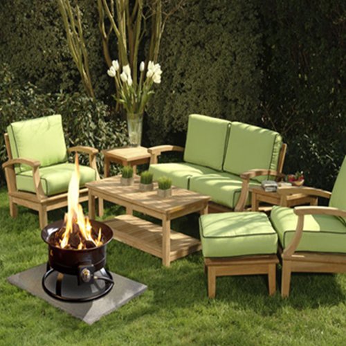 Heininger 5995 58,000 BTU Portable Propane Outdoor Fire Pit with 5996 Black Fire Pit Cover with Carrying Handle