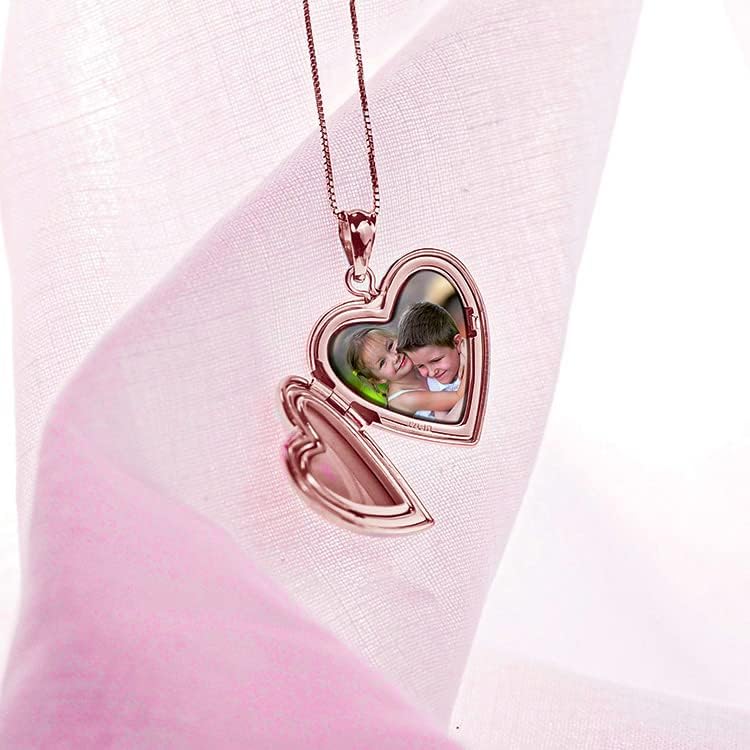 Miniatura 9 de Collar con medallón de fotos de corazón chapado en oro rosa de 34 pulgadas x 34 pulgadas incluye cadena de 18 pulgadas collares personalizados para