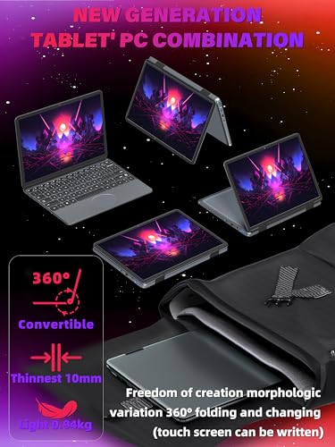 Image of 11 inch Gray 2-in-1 Convertible Touchscreen Laptop, FHD (1920x1200) IPS Display, in tel N100 Processor, 16G RAM 1T SSD, Facial Recognition, Backlit KB, USB-C,Win 11 Pro for Students & Travel