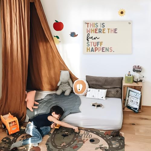 Image of Boho Classroom Decor,Playroom Homeschool Kindergarten Door Decor,This is Where The Fun Stuff Happens, Nursery Kidroom Decor Banner Wall Hanging Flag,Classroom Must Haves Decorations,30x20,