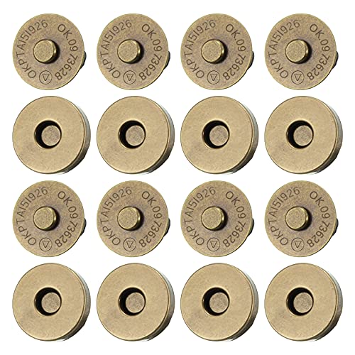 20 Set Magnetic Snaps, Purse Magnetic Bag Fastener Clasp Magnetic Button Replacement Kit for Sewing, DIY Craft, Purses, Bags, Clothes, Leather (Bronze, 14MM)