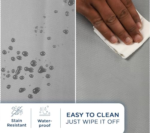 Image of CRIYALE EVA Food Grade Washable Anti Slip Mat (45 cm x 5 mtr), Shelf Liner Paper, Fridge, Shelves, Cupboards, Waterproof Place Mat EVA Shelf Liner Sheet for Drawers & Wardrobe (Diamond Texture, Grey)