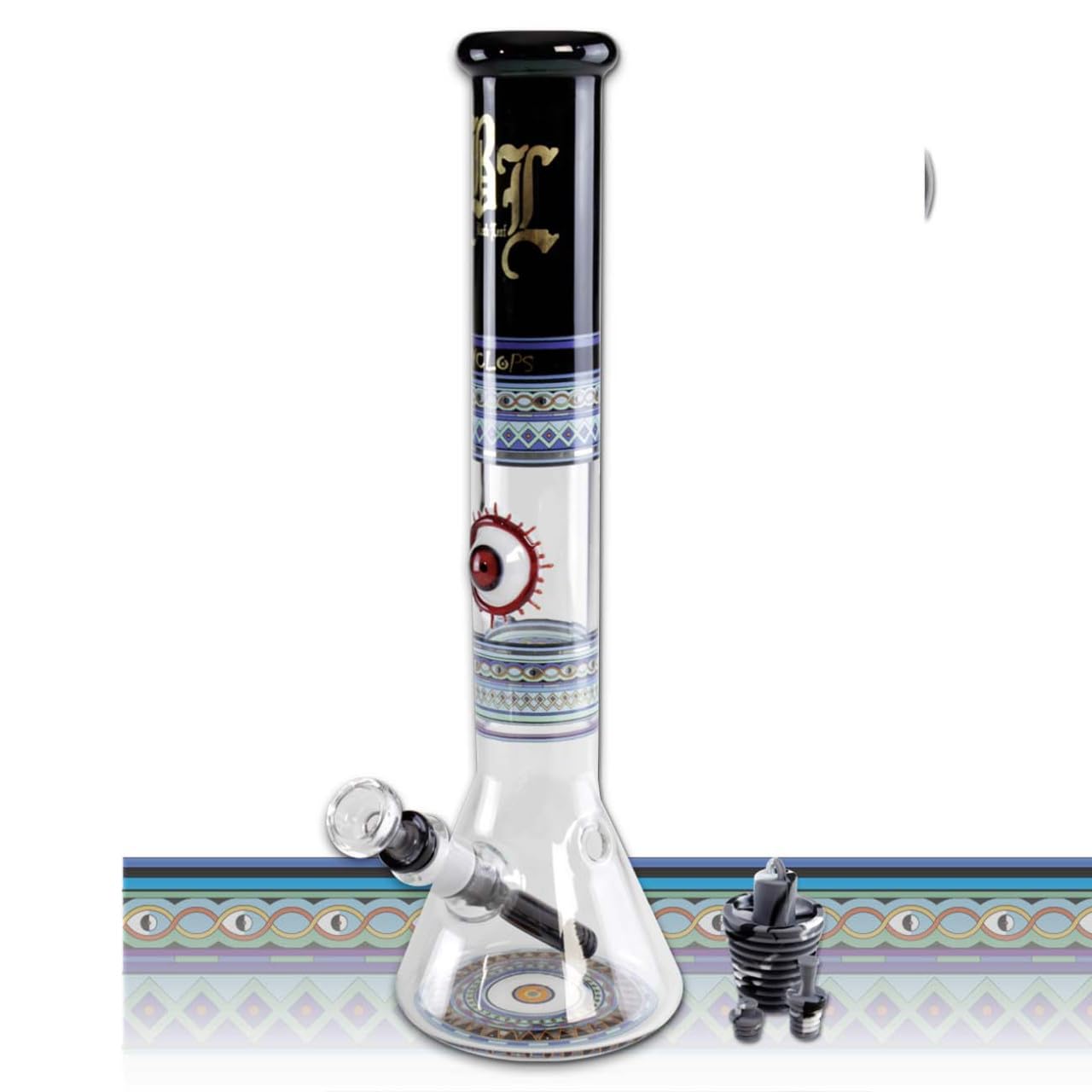 Black Leaf Wasserpfeife, Erlenmeyer-Kolbenbong, Glasbong | 40 cm, NS 19 (18,8mm), NS 14 (14,5mm) | weiß | 5 mm dickes, robustes BOROSILIKATGLAS | von bong-discount