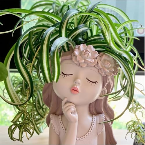 NYGardenia Resin Fairy Girl Planter 2 Rooted Spider Plant