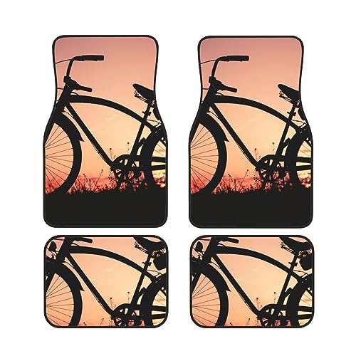 Tapis de sol voiture antidérapant imprimé vélo de route, protection universelle 4 pièces