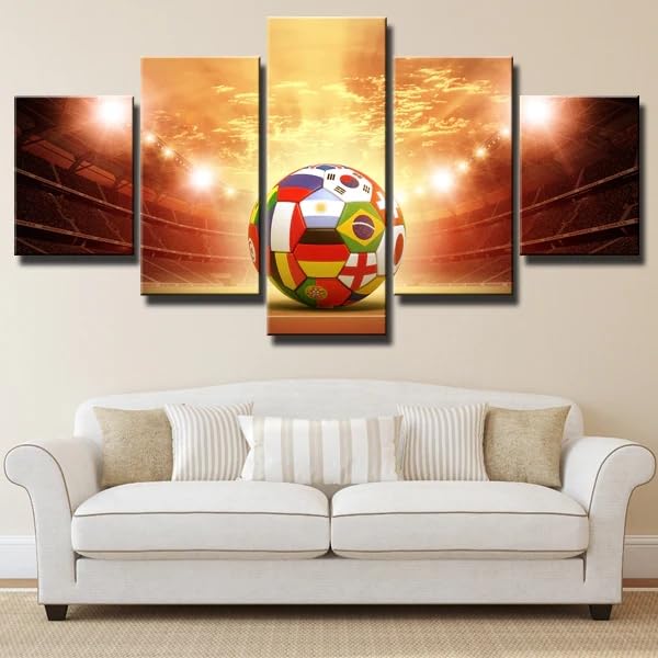 Impression sur toile 5 parties de stade de football au coucher de soleil pour deco salon