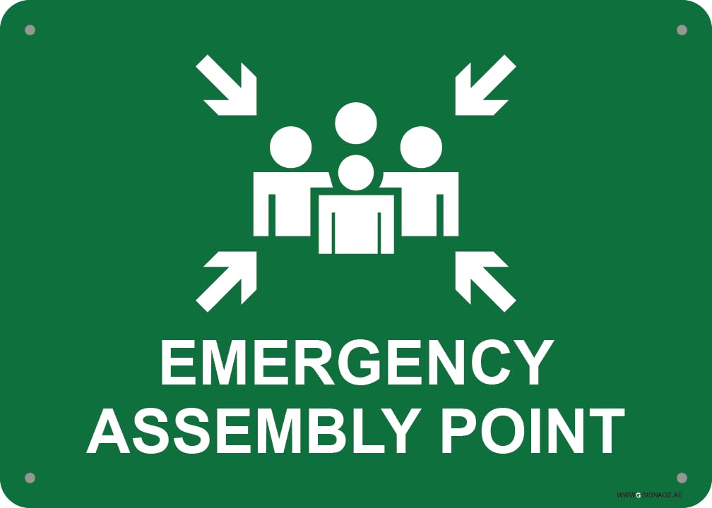 G Signage - 3M - EG - Hi-Visibility - "Emergency Assembly Point" - OSHA Notice Sign - Aluminum - Digital PRT - Wall Mount - 5Y Outdoor Warranty