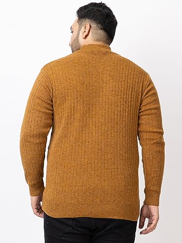 Image of Kvetoo Plus Size Men High Neck Zipper Full Sleeve Woolen Winter Sweater