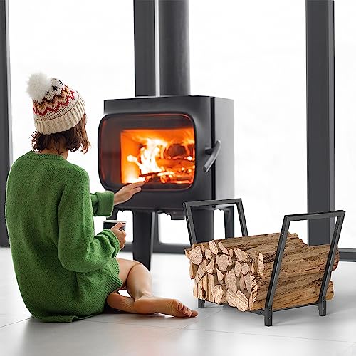 Mutool 25.6 Inch Metal Firewood Rack, Firewood Log Holder for fireplace, Fireplace Wood Storage Shelf indoor/Outdoor, Black Mutool 25.6 Inch Metal Firewood Rack, Firewood Log Holder for fireplace, Fireplace Wood Storage Shelf indoor/Outdoor, Black