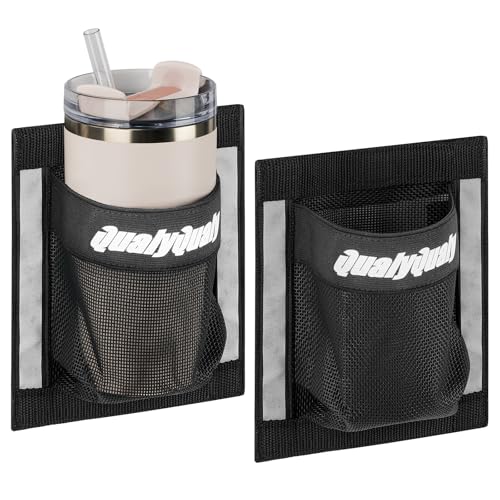 QualyQualy Self-Adhesive Boat Cup Holder Phone Holder 2-Pack Boat Organizers and Storage Bag with Strong Adhesive 6.5x7.5 Boat Caddy Securely Tools Holds Large Drink Bottles (3.3 In Dia)