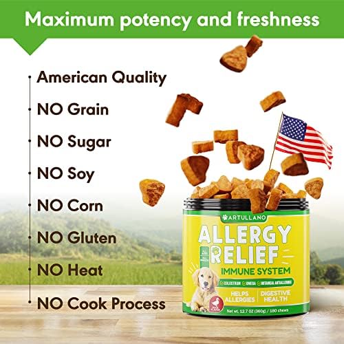 Dog Allergy Relief Chews Fish Oil + Colostrum Omega 3 Itchy Skin