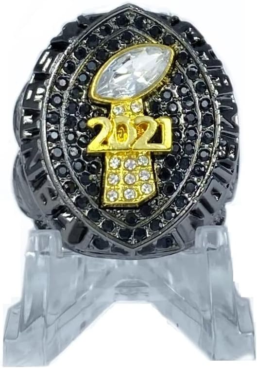 2021 Black Plated Fantasy Football Championship Trophy Ring | Award for Fantasy Football League Winner | Size 10