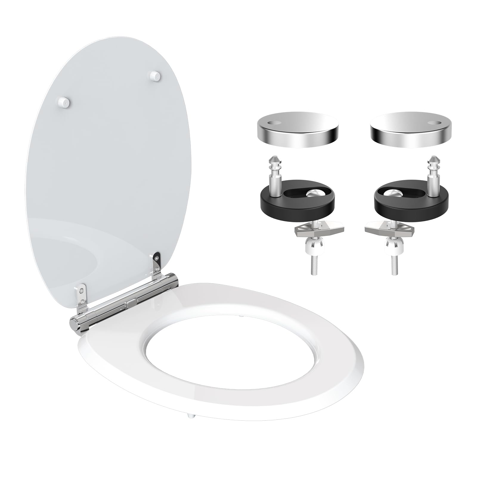Abattant WC avec frein de chute Blanc, résistant et doux fermeture pour tout usage,Lunette de toilette universelle Blanc