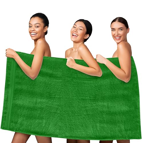 Image of Elegant Comfort Three Line Popcorn Towel Set for Bathroom 35 x 70 inches, Premium Hotel Quality 1-PACK Jumbo Towels, 100% Turkish Cotton,Soft and Durable, Quick Dry and Highly Absorbent, Emerald Green