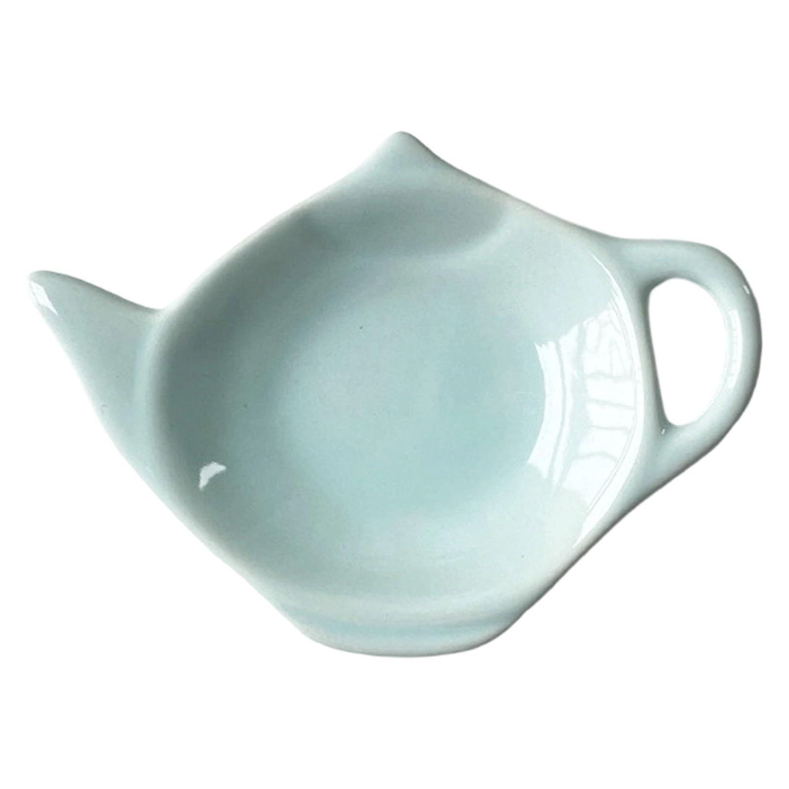 Compact Teapot Shaped Ceramic Dish, Multi-Use Tea Bag Holder & Small Serving Plate, Decorative Dish for Tea Time, 12x8.7cm (B, 12 * 8.7)
