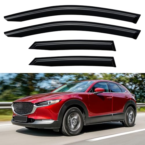 Image of Window Visors Rain Guards for 2020-2026 Mazda CX-30, Out-Channel Window Vent Wind Deflectors Visors Shades for 20-25 Mazda CX30 2.5 S Select Sport Preferred Premium Turbo