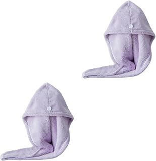 minkissy 2 Peças Toalhas Absorventes Touca De Cabelo Seco Toalha De Veludo Coral Toalha De Cabelo Espessa Toalha De Microfibra Toalha De Microfibra Toalha De Cabelo De Secagem Rápida