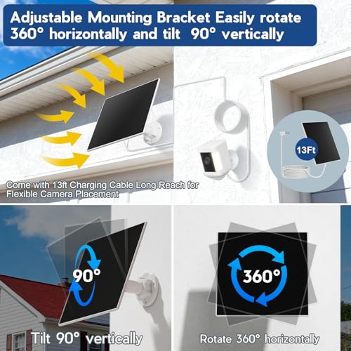 Zonnepaneel voor Ring-camera's, 3W Zonnepaneel met Ingebouwde 4000mAh accu compatibel met Ring Spotlight Cam/Pro/Plus-accu en Stick Up Cam/Pro accu - 2 stuks - Afbeelding 5