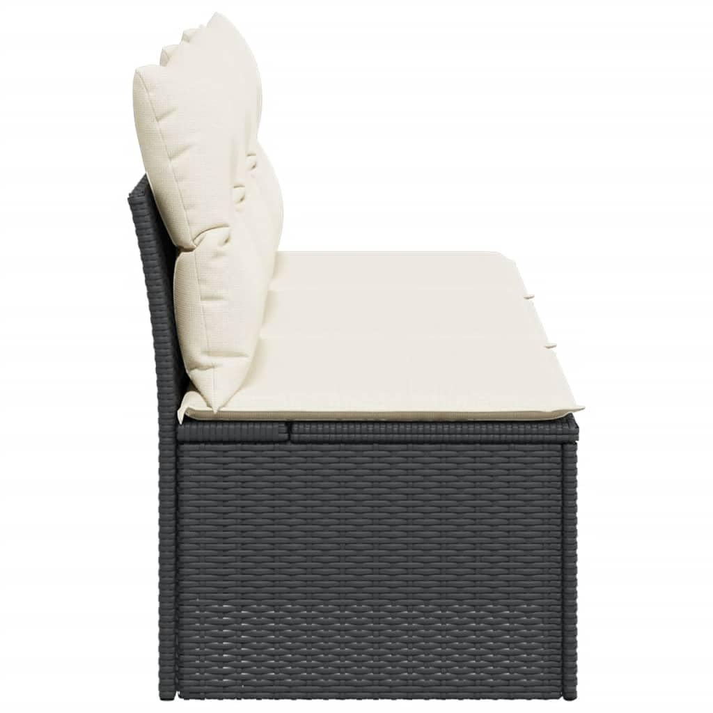 Gecheer Divano da Giardino a 3 Posti con Cuscini Nero in Polyrattan,Divani,da Giardino,per Esterno,Salottini,Salotto da Giardino,da Esterno,Divano Modulare,Set da Giardino,366015