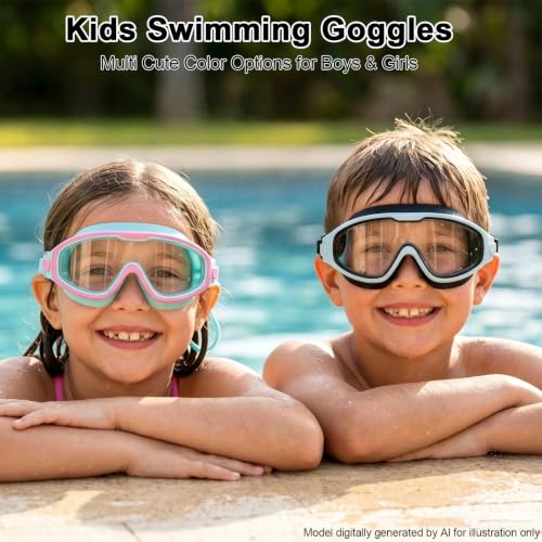 Image of Swim Goggles for Kids 6-12, Wide View Anti-Fog UV Protection No Leaking,Boys Girls Youth Swimming Goggles