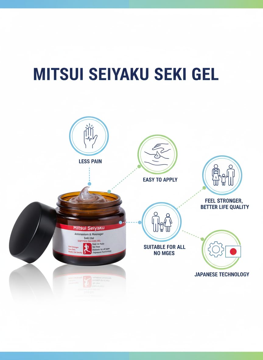 LUMOTY Mitsui Seiyaku Seki Gel with Ammonium – Japanese Massage Gel for Muscle & Joint Relief – Quick Absorption, Less Pain, Better Life Quality – Safe for All Ages (PACK OF 1) 4