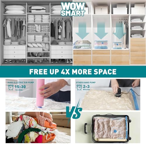 Image of WOW SMART Portable electric Pump for Vacuum Storage Bags for Compression Comforter, Clothing (Storage Bags Not Included)