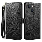 TUHUDOO ケース 手帳型 for iPhone 15 Plus 用の ケース 手帳型 本革 牛革 カード収納 サイドマグネット式 横置きスタンド機能付き 上下にストラップホール付き ストラップ付 アイフォン 15 Plus ケース 柔軟なTPU素材 耐衝撃 全面保護【2023 新登場! 高級シュリンクカーフレザー】[Noble Series](iP15Plus、ブラック)