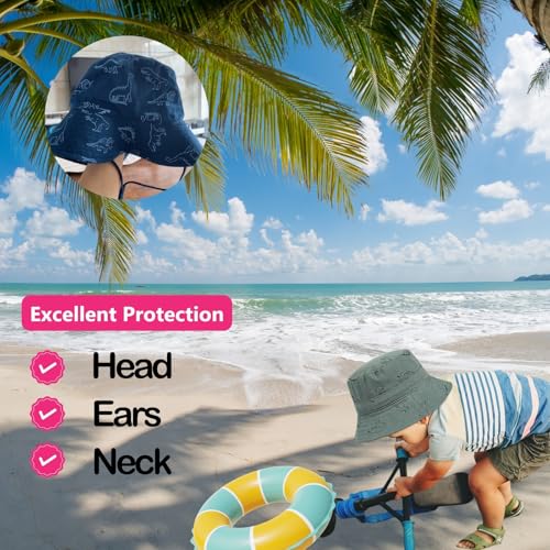 Personalized Dinosaur Baby Bucket Hat – Custom Name Toddler Sun Hat with Wide Brim, UPF 50+ Summer Hat for Boys & Girls2