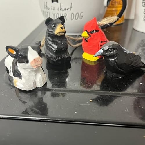 Selsela Raven Black Bird Crow Figurine Statue Sculpture Art Miniature Wood Carving Decor Small Animal #TOP4