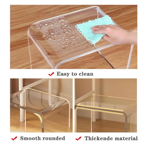 Taburete de ducha acrílico y banco transparente impermeable para baño 4