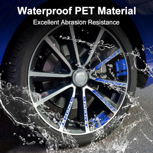Image of 14 PCS Rim Decal Stripe for 18-21 Inch Wheels - Reflective Car Wheel Accessory, Available on Most Models (Blue)