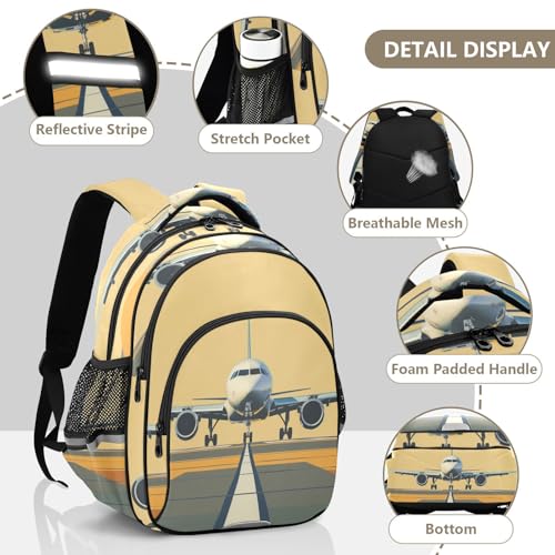 Airplane on Airport Backpack for Kids Boys Girls School Bag Elementary Bookbag Travel Rucksack Medium4