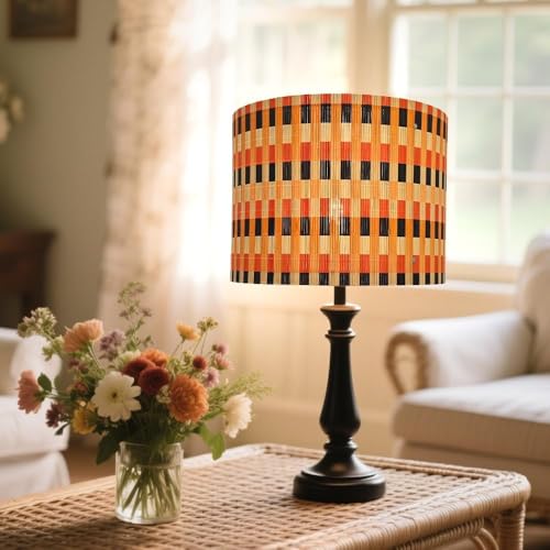 Image of Modern lamp shade Art decorative Colorful Grid Minimalist 11.8x9Inch | Classic mix and match,Unique bamboo material,Ideal for Table and Floor Lamps,Effortless Installation