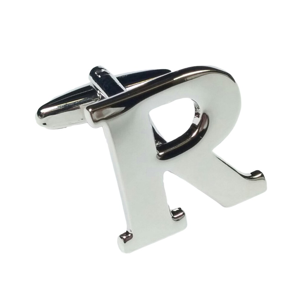 Charles William Men's R Fashion Single Lette Alphabet Initial Cufflink Formal Business Mix & Match Silve Lette Cufflinks