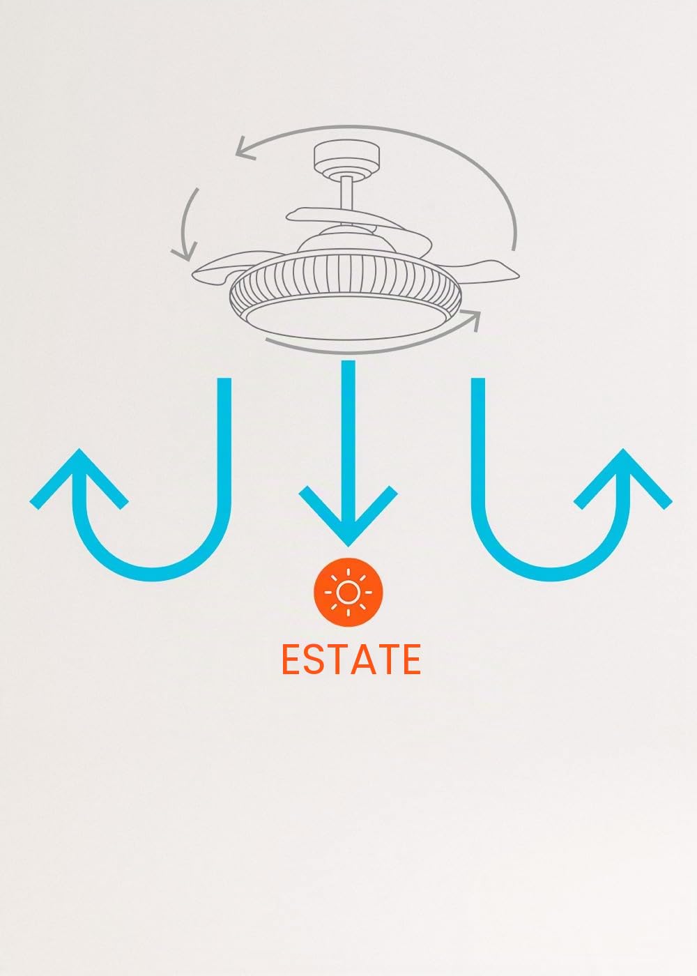 CREATE WINDCLEAR RATTAN/Ventilatore a soffitto con illuminazione bianca ovale con Wi-Fi e telecomando/6 velocità, funzionamento invernale estivo, ali retrattili, programmabili, 40 W, Ø 107 cm