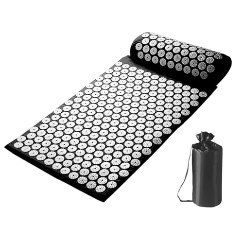 SVCEQZE Estera de masaje de pies, estera de púas, Juego de masaje con estera de meditación con almohada, Estera de presión para la espalda, accesorios de meditación para mujeres, hombres, adultos,
