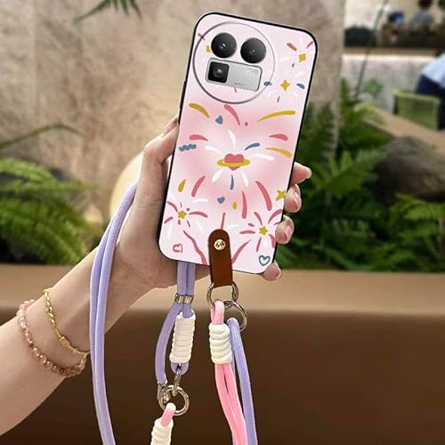 Phone Case Compatible with Realme GT8 China/C85 5G, Silicone Graffiti TPU Anti-knock Cartoon Full wrap Back Cover Diagonal Neckl