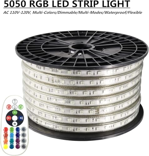 Tira LED RGB 5050 110V 20m Multicolor Dimmable Impermeable miniatura 2